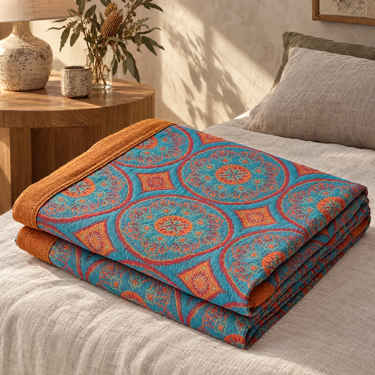 Ginkgo reversible summer blanket in a Sydney home