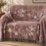 Orchid jacquard tassel bedspread close-up