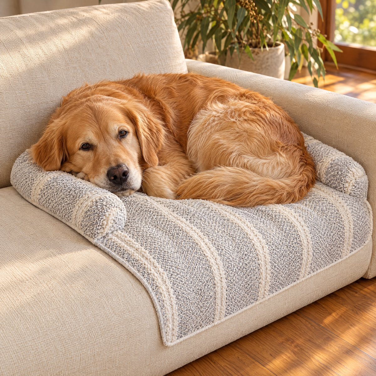 CouchGuard Bolster Mat in Pearl Grey in use