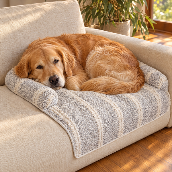 CouchGuard Bolster Mat in Pearl Grey in use