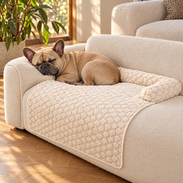 SofaSaver Pet Bed in Cream Beige in use